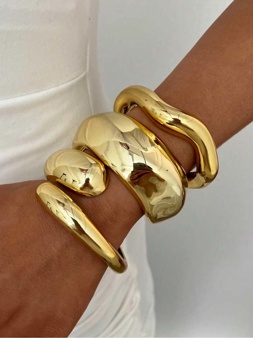Gold Chunky Bangle Bracelet Set